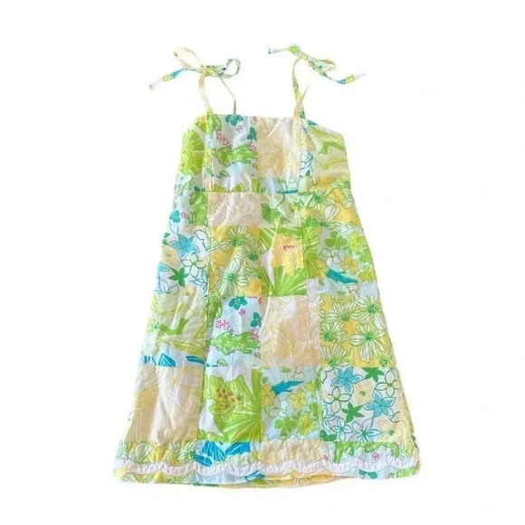 Lilly Pulitzer | Girls' Gator Patch Tie Shoulder Patchwork Sundress Size 10 - Picture 1 of 8